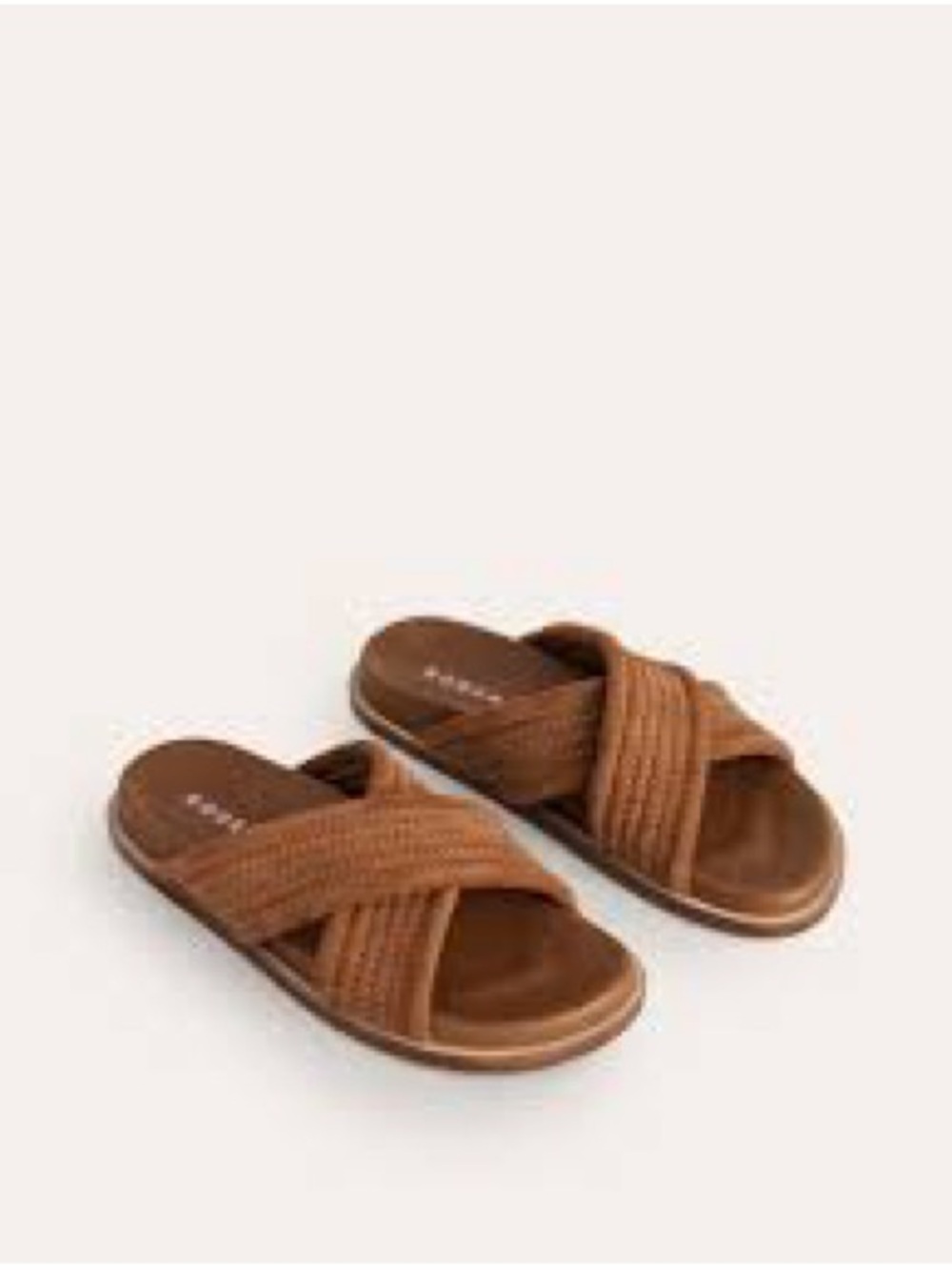 Boden Cross Strap Slides Suede Brown Sz 36